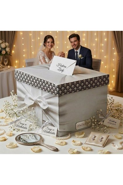 KARTON ZARF KUTUSU 40x30x25 - Düğün Takı Kutusu - 1 Adet (Düğün,Nişan,Kına Takı Sandık Kutusu)