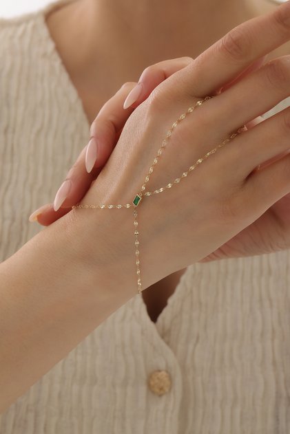 Zümrüt Taşlı 14 Ayar Altın Şahmeran