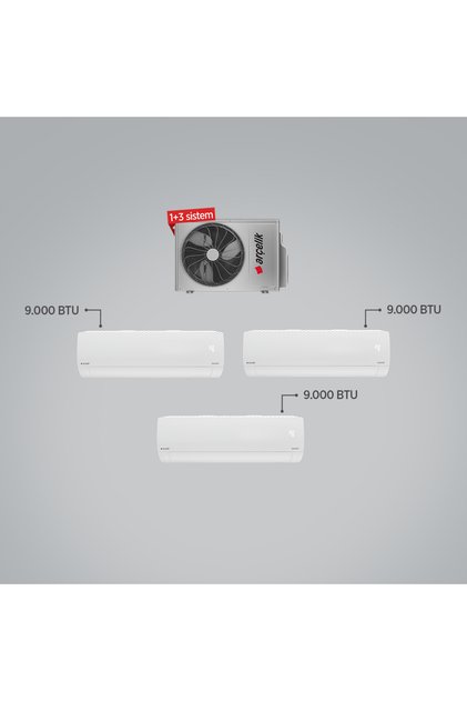 1+3 Multi Sistem Klima / 24100 Md Pro Dış Ünite ( 9.000 BTU BEYAZ + 9.000 BTU BEYAZ + 9.000 BTU BEYAZ İç Üniteler )