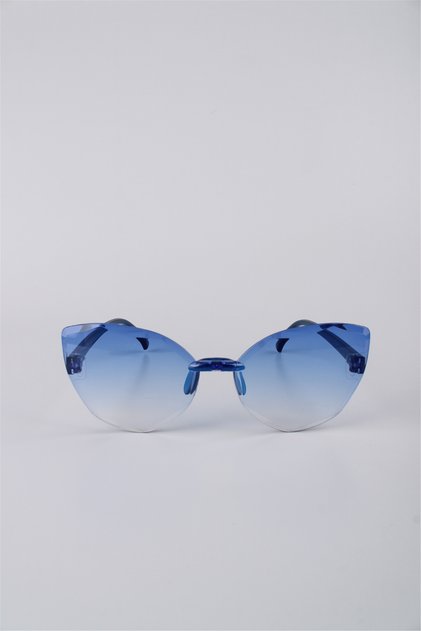 Girl's Blue Gradient Glass Cat Eye Frameless Sunglasses Gg25Kzcocukre3