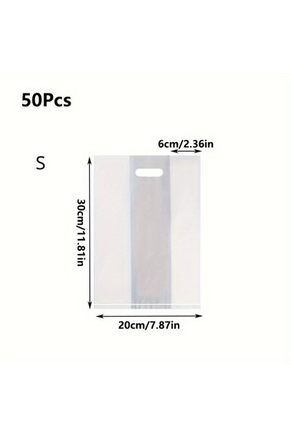 S 50pcs Transparent Plastic Gift Bags with Handles - Baking Packaging Bags, Cake Shops, Desserts, P.