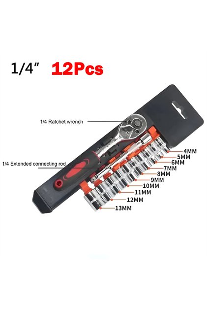 12 PCS Socket Wrench 12PCS Set Extension Rod Multi-function Ratchet Spanner Set Car Motorcycle Repai