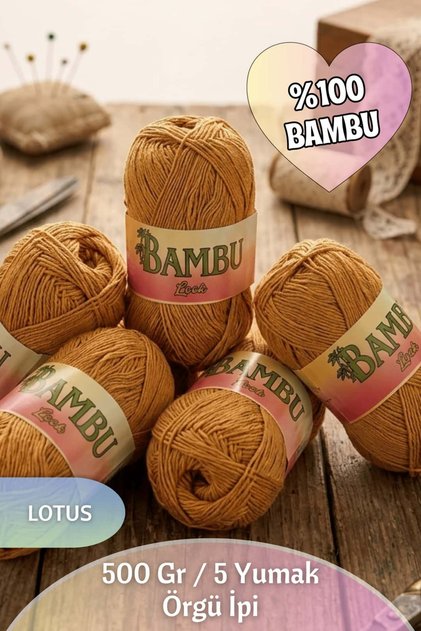%100 Bambu Örgü İpi (5 Yumak / 500 Gram / 1600 Metre)