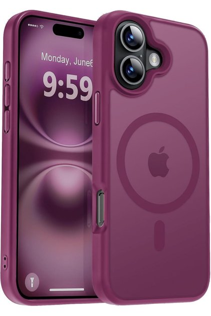 iPhone 16 Uyumlu Premium Mat MagSafe Kılıf Bordo