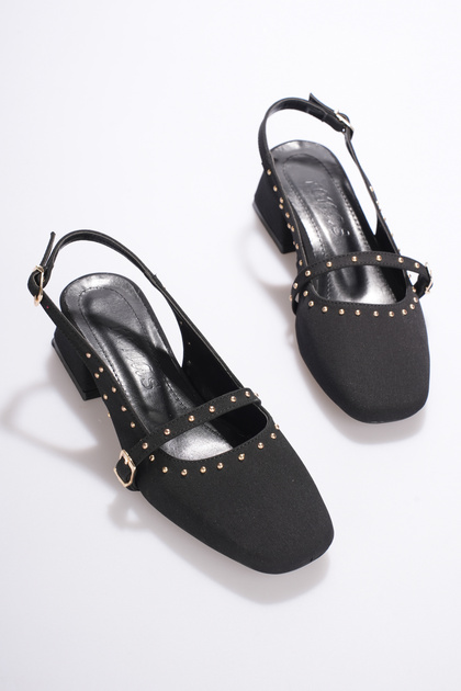 Jetton Saten Trok Detailled Low-Heeled Open Back Women's Shoes