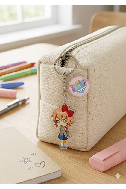 Owl Bag Doki Doki Literature Club - Sayori Character Patterned Acrylic Keychain Bag Ornament