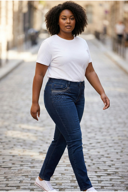 Plus Size Stone-Embellished Denim Jeans