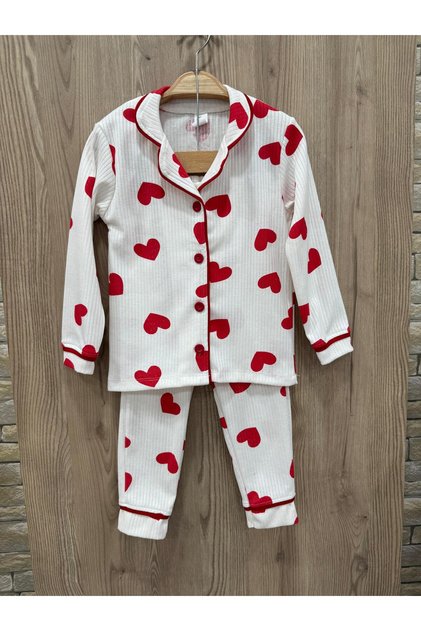 Set de pijamale pentru fete, din bumbac, cu model imprimat și bordură din pluș