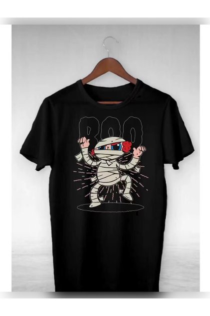 Unisex Oversized Printed Crew Neck Short Sleeve Black T-Shirt