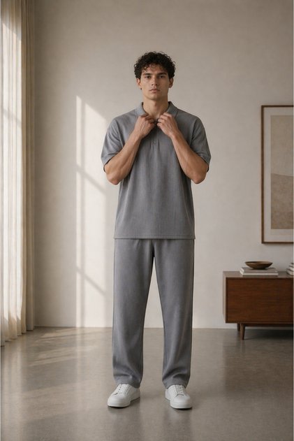 Men's Half-Zipper Summer Ottoman Tracksuit Set