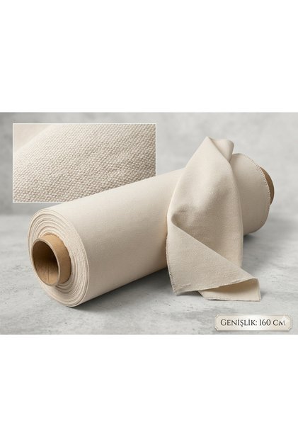 160x100 cm En Premium Kanvas Keten Kumaş - Döşemelik, Masa Örtüsü ve Bez Çanta Uyumlu - Ham Renk