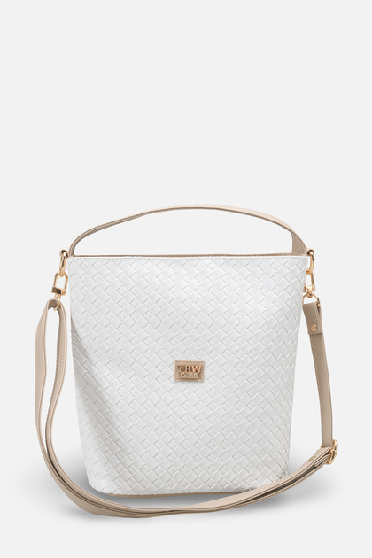 Elena Rosetti White Beige Knitted Women's Daily Stylish Cross Shoulder Bag
