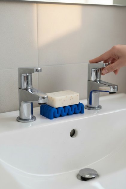 Minimal Dalga Tasarım Sabunluk – Su Tahliyeli Modern Banyo Mutfak Sabun Tutucu Dekoratif Organizer