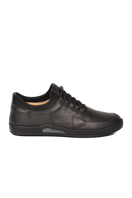 Black Genuine Leather Gel Heel Supported Men's Casual Shoes Premium 418 m