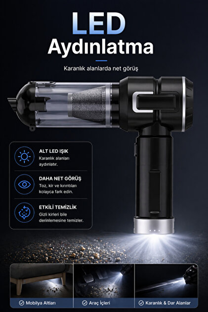 ゆうふうさん専用 SEYUTECH 20000PA LED Işıklı Çift Bataryalı Güçlü Vakum Araç