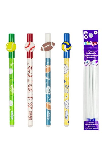 Set de 4 pixuri cu cerneală cu bile ștergibile și 3 rezerve