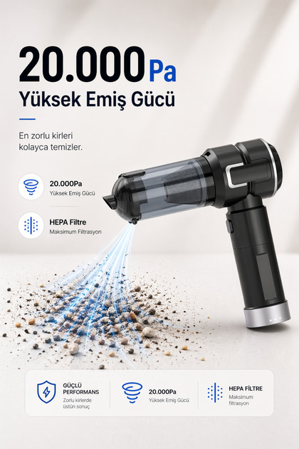 SEYUTECH 20000PA LED Işıklı Çift Bataryalı Güçlü Vakum Araç