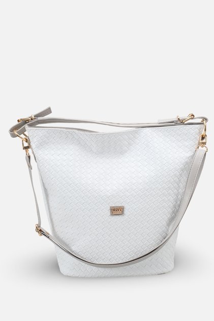 Caliviana White Gray Knitted Women's Daily Stylish Cross Shoulder Bag