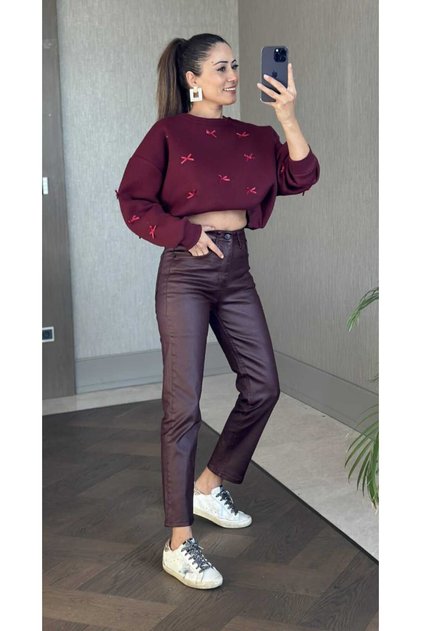Bordo mum pantolon