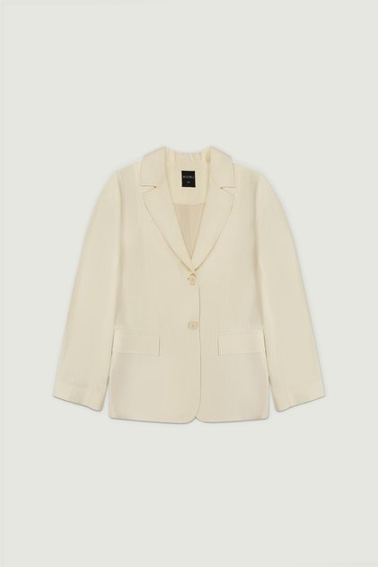 Ekru Çift Düğmeli Kadın Blazer Ceket