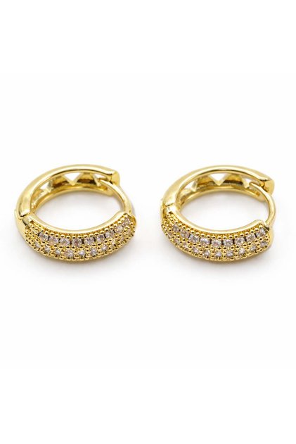Gold Color Stone Hoop Earrings | Minimal Sparkling Women's Earrings Set of 3