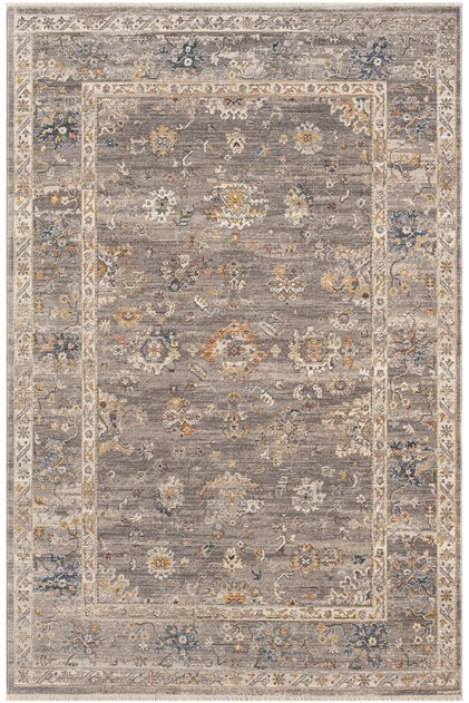 Emirgan Vizon Gri Rengi Vintage Desenli Yumuşak Dokuma Dört Mevsim Ev Salon Oturma Odası Halısı