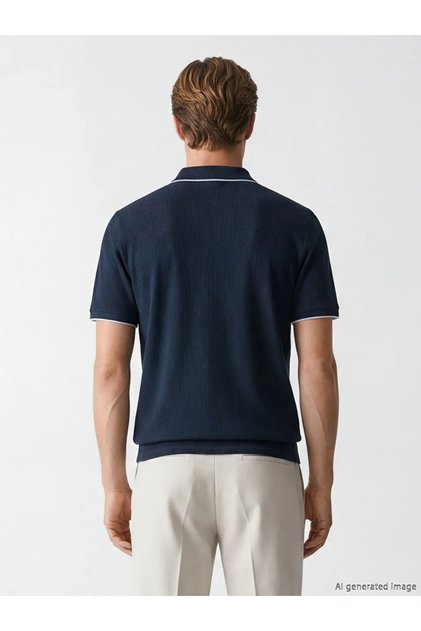Navy Blue Polo Collar Men's T-Shirt