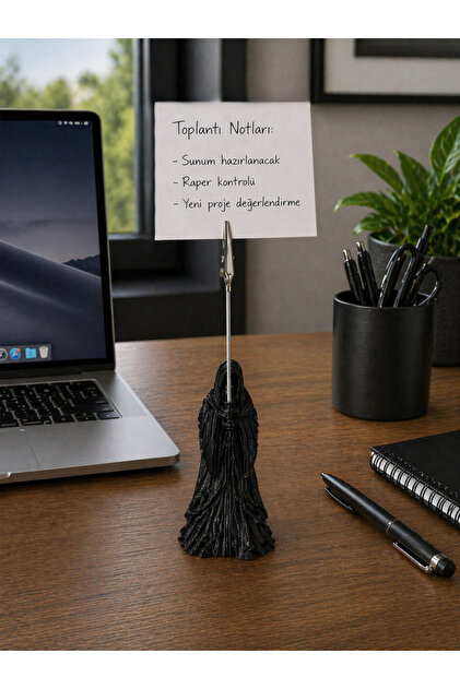 Desktop Note Holder with Nazgul Figure – Decorative Note Holder with Metal Clamp, Photo Holder