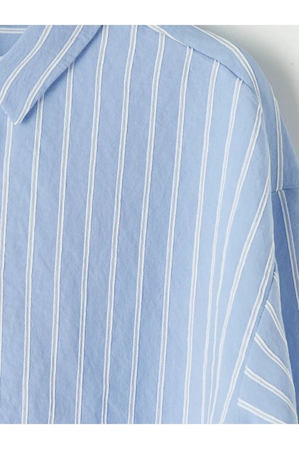 Γυναικείο πουκάμισο Oversize με μπλε ρίγες