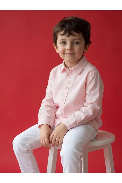Pembe Erkek Çocuk Uzun Kollu Oxford Gömlek