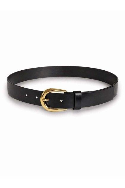 Gold Classic Buckle Leather Belt