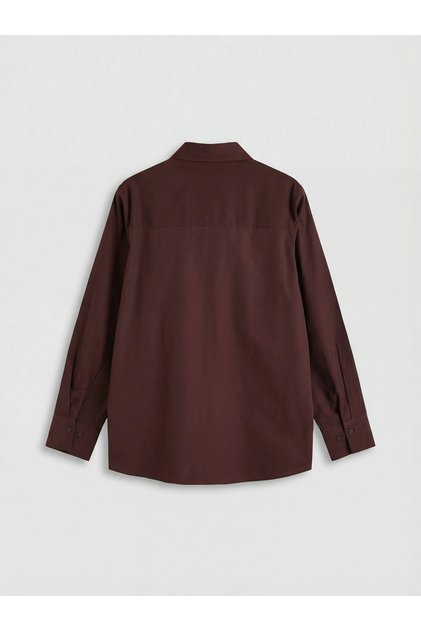 Bordo Oversize Poplin Kadın Gömlek