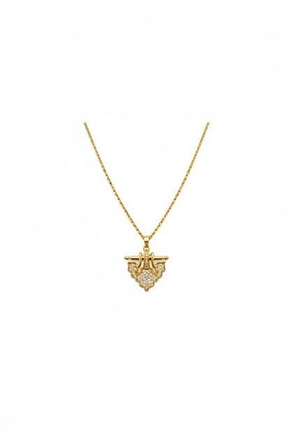 Zirkon Taşlı Gold Çelik Kolye