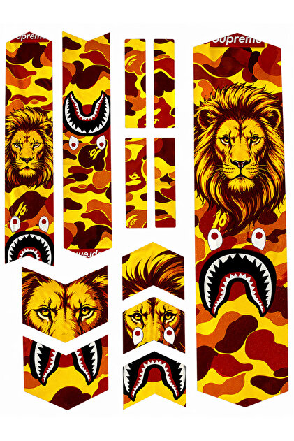 Limitless Design Bisiklet Sticker Seti 22x30 cm Sarı kırmızı