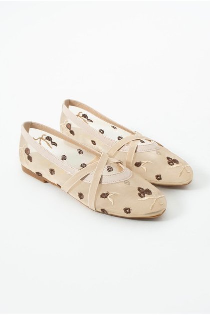 Rose Embroidered Women's Ballet Shoes