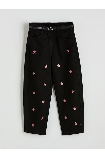 Black Balloon Fit Girls' Jean Pants and Belt