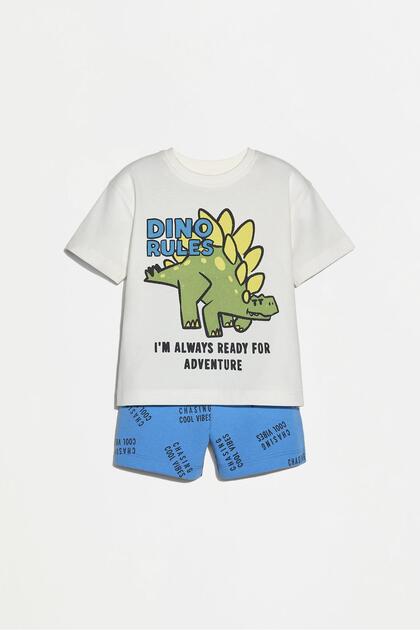 Baskılı t-shirt ve bermuda şort takımı