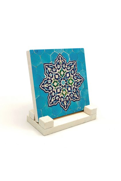 Iranian Geometric Tile Pattern Printed Stone Tabletop 10X10 Kd-51