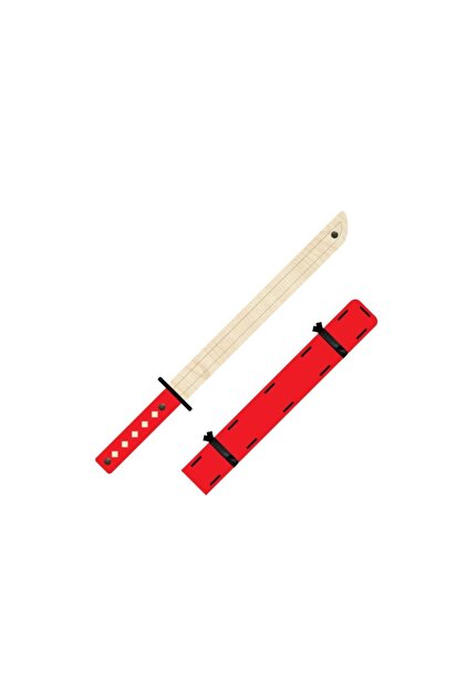 Ahtek Ahşap Samuray Seti 3 Lü, Katana Kılıcı+3 Ad. Ninja Yıldızı