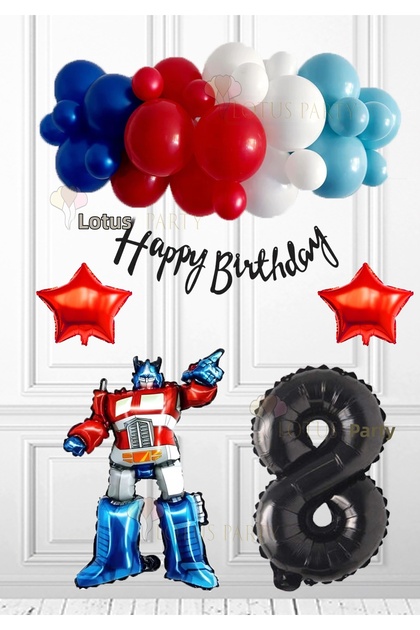 Robot Car Set - Transformers Car Man's Day Set - Transformers Balloon Blue Red Balloon 1 Year Old