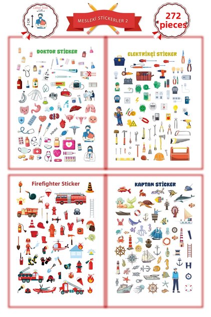 Profession Sticker Sticker 2 Doctor, Electrician, Firefighter, Captain