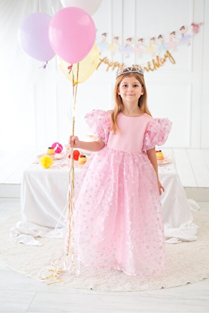 Le Mabelle Pembe Yıldızlı Tül Etekli Kız Çocuk Elbise - Elsa