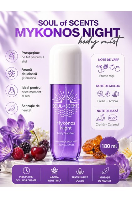 Body Mist Mykonos Night 180ml – Spray Parfumat Sweet & Gourmand