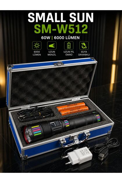 MEMİTA SM-W512 Zomlu Taktik El Feneri 60W 6000 Lümen – Taşıma
