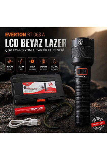 m memita RT-063A LED Zoomlu El Feneri Seti – 18650 9000mAh Şarjlı