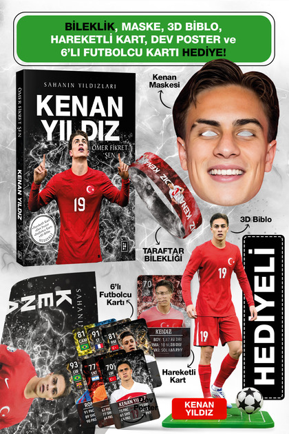 Kenan Yıldız Futbolcu Kitabı - Maske, Bileklik, 3D Biblo, Dev Poster ve Hologramlı Kart Hediyeli Set
