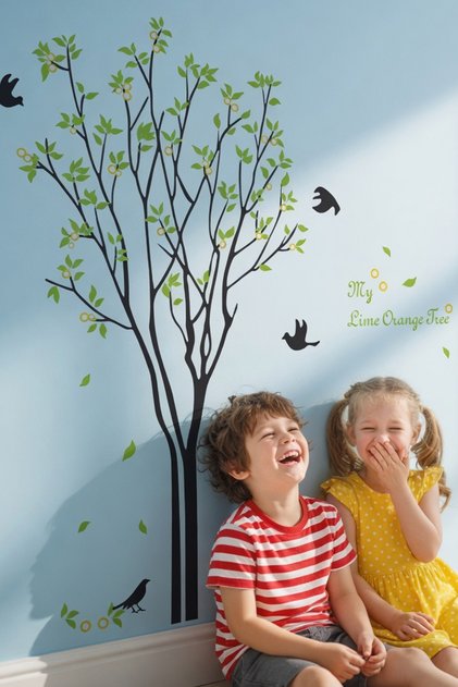 Home Decoration Trees and Birds Self-Adhesive Wall Sticker Set