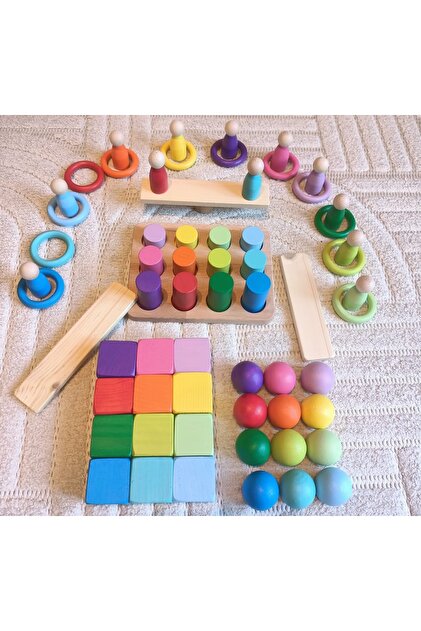 Moccotoys Waldorf Eşleştirme Tablalı Silindir Halka Peg Bebek Top