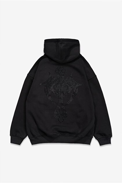 Fadeback Rhinestones Goth Oversize Hoodie - Fiyatı, Yorumları