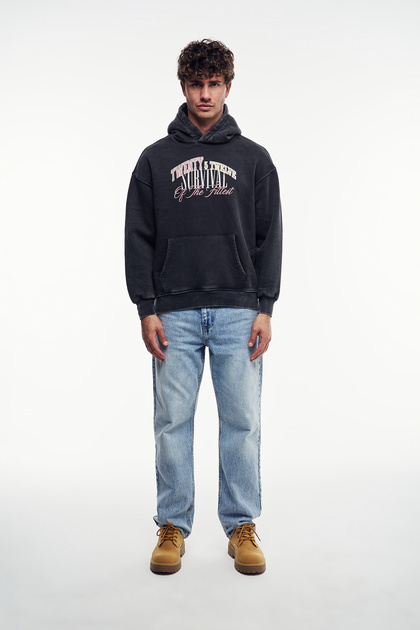 Washable Graphic Printed Hooded Sweatshirt